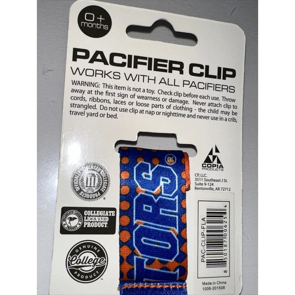Florida Gators Pacifier Clip NCAA Blue Orange Collegiate Licensed 0+ Months